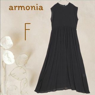 アルモニア(ARMONIA)のb4252【アルモニーア】シアーロングワンピース ノースリーブ黒ウエスト切替え(ロングワンピース/マキシワンピース)