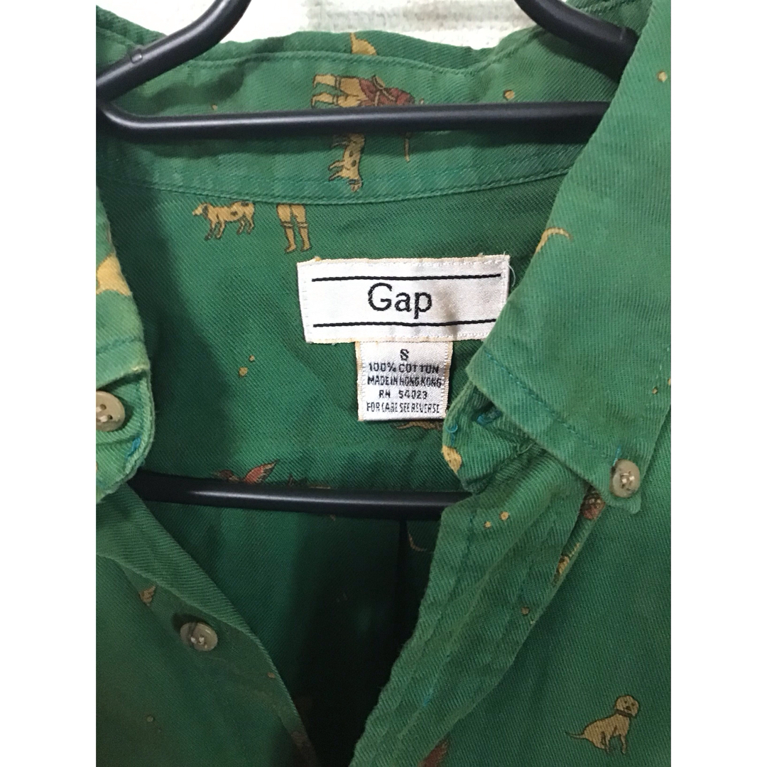 GAP(ギャップ)の【古着】Gap グリーン柄シャツ 長袖 メンズのトップス(Tシャツ/カットソー(七分/長袖))の商品写真