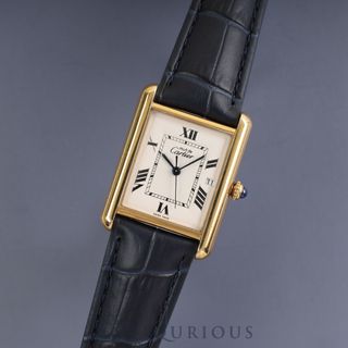 カルティエ(Cartier)のCARTIER カルティエ マストタンク GM（XL） デイト QZ W1013754 / 2413 SV925 革 ホワイトローマンCC文字盤(腕時計(アナログ))