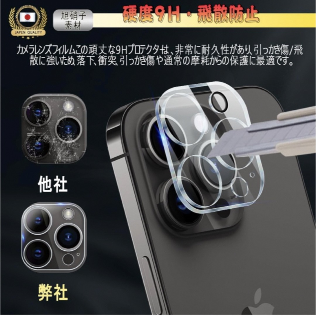 iPhone15Pro/15ProMax レンズフィルム (2枚) 素材旭硝子製 スマホ/家電/カメラのスマホアクセサリー(保護フィルム)の商品写真