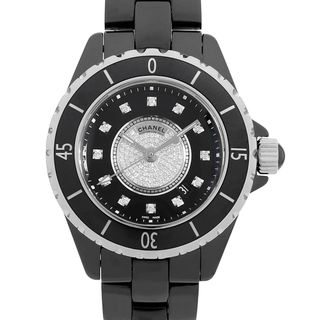 CHANEL - シャネル J12 黒セラミック 12P/センターダイヤ レディース 中古 腕時計