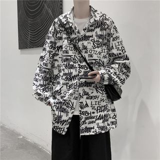 【大人気♡】XL 柄シャツ ユニセックス 派手 ストリート 総柄 オーバーサイズ(シャツ)