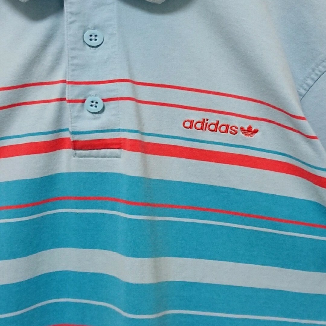adidas(アディダス)のアディダス 刺繍 ロゴ ボーダー 万国旗 タグ 半袖 ポロシャツ メンズのトップス(ポロシャツ)の商品写真