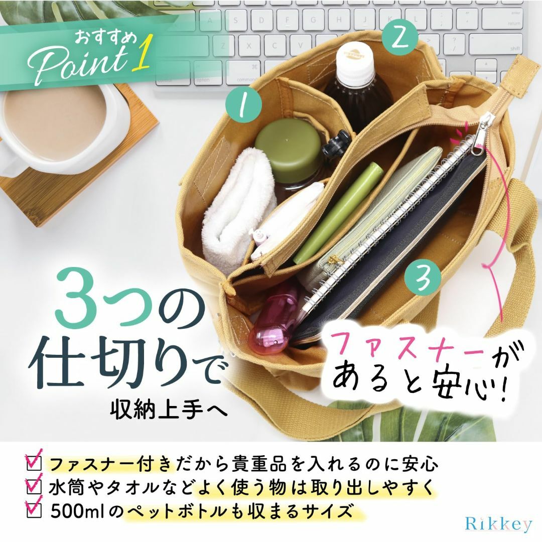 【色: ピンク】[Rikkey] ミニトートバッグ ファスナー付き キャンバス仕 レディースのバッグ(その他)の商品写真