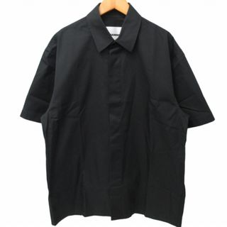 ジルサンダー(Jil Sander)のジルサンダー 美品 21SS 比翼シャツ 半袖 黒 ブラック 38/15 約M(シャツ)