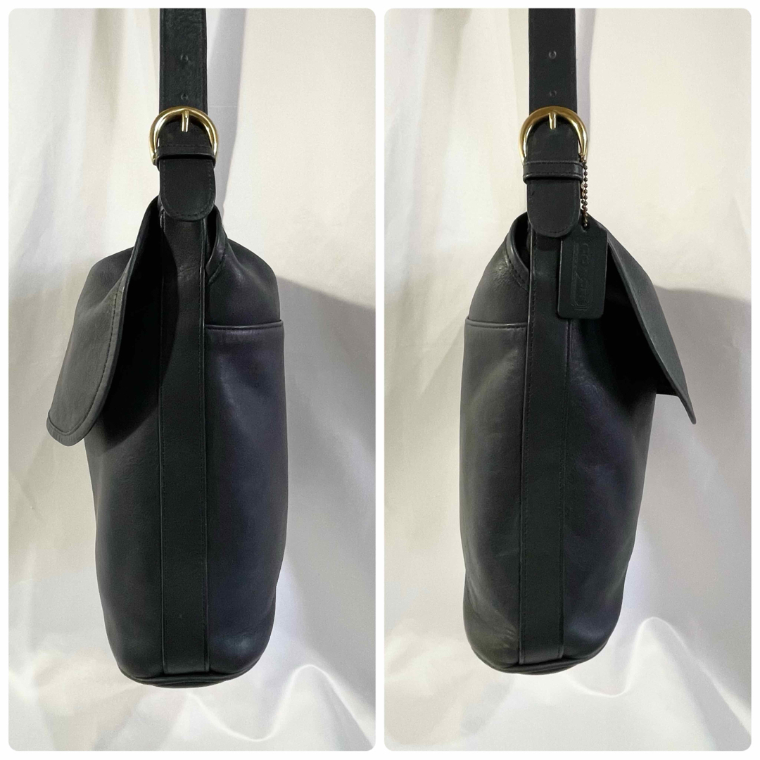 COACH(コーチ)の美品 正規品 COACH オールドコーチ ショルダーバッグ 肩掛け 鞄 革 黒 レディースのバッグ(ショルダーバッグ)の商品写真