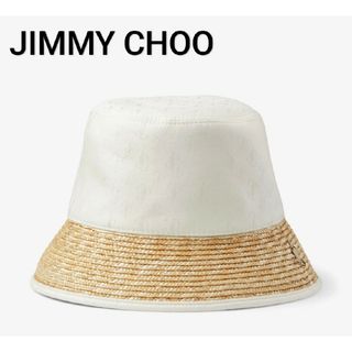 ジミーチュウ(JIMMY CHOO)のJimmy Choo RENATA JCロゴ柄 バケットハット レナータ 白(ハット)