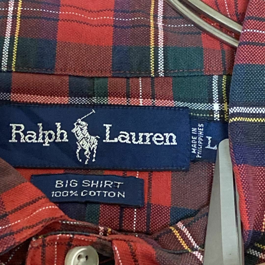 Ralph Lauren(ラルフローレン)のラルフローレン BIG SHIRT BD半袖シャツ エンジ チェック f68 メンズのトップス(シャツ)の商品写真