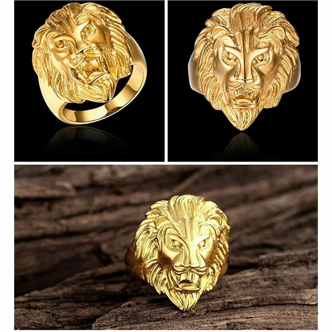 石の形状:金獅子_指輪のサイズ:20Rockyu 人気 ブランド 指輪 メン メンズのアクセサリー(その他)の商品写真
