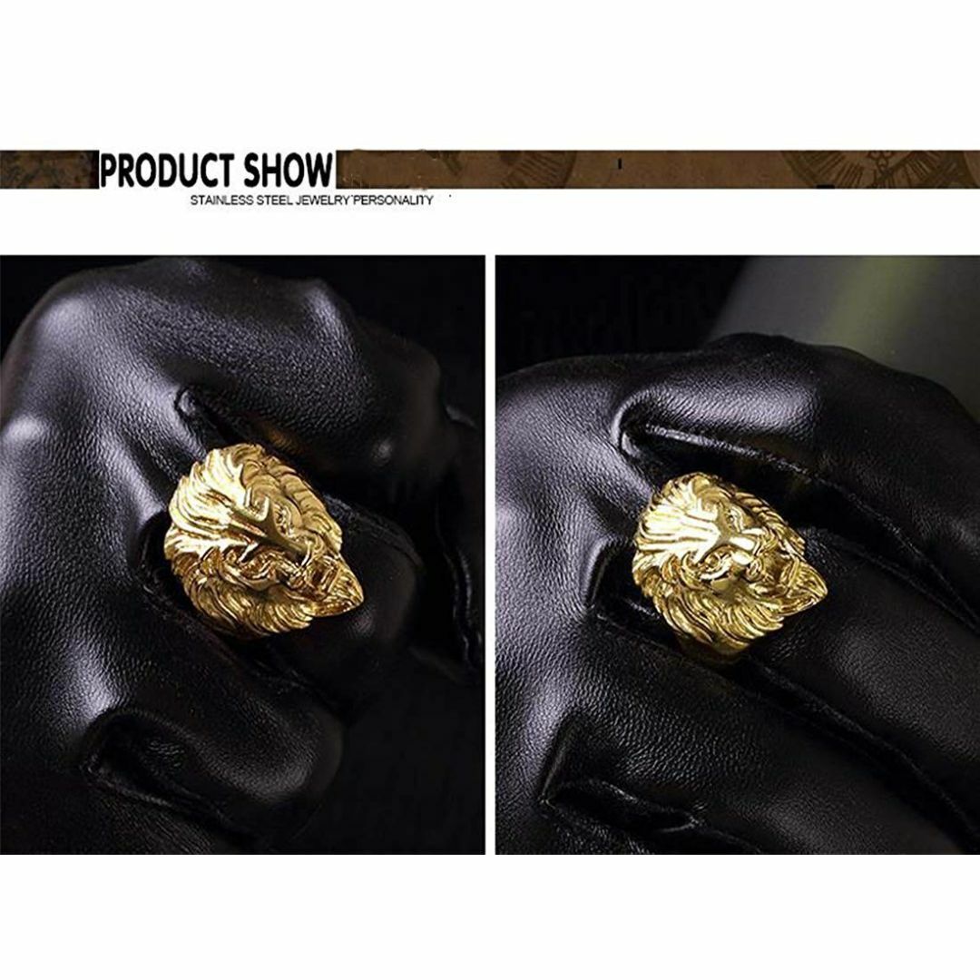 石の形状:金獅子_指輪のサイズ:20Rockyu 人気 ブランド 指輪 メン メンズのアクセサリー(その他)の商品写真