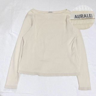 AURALEE - オーラリー　ギザボートネックプルオーバーニット　リブニット　クリーム　日本製