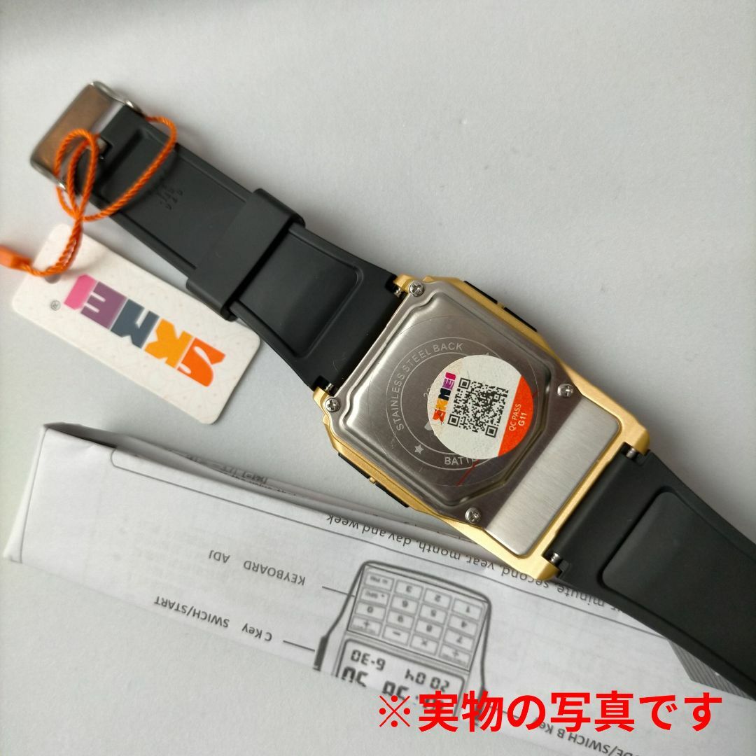 80年代レトロ 電卓デジタル腕時計メンズレディース 防水ウォッチ  ゴールド金 メンズの時計(腕時計(デジタル))の商品写真