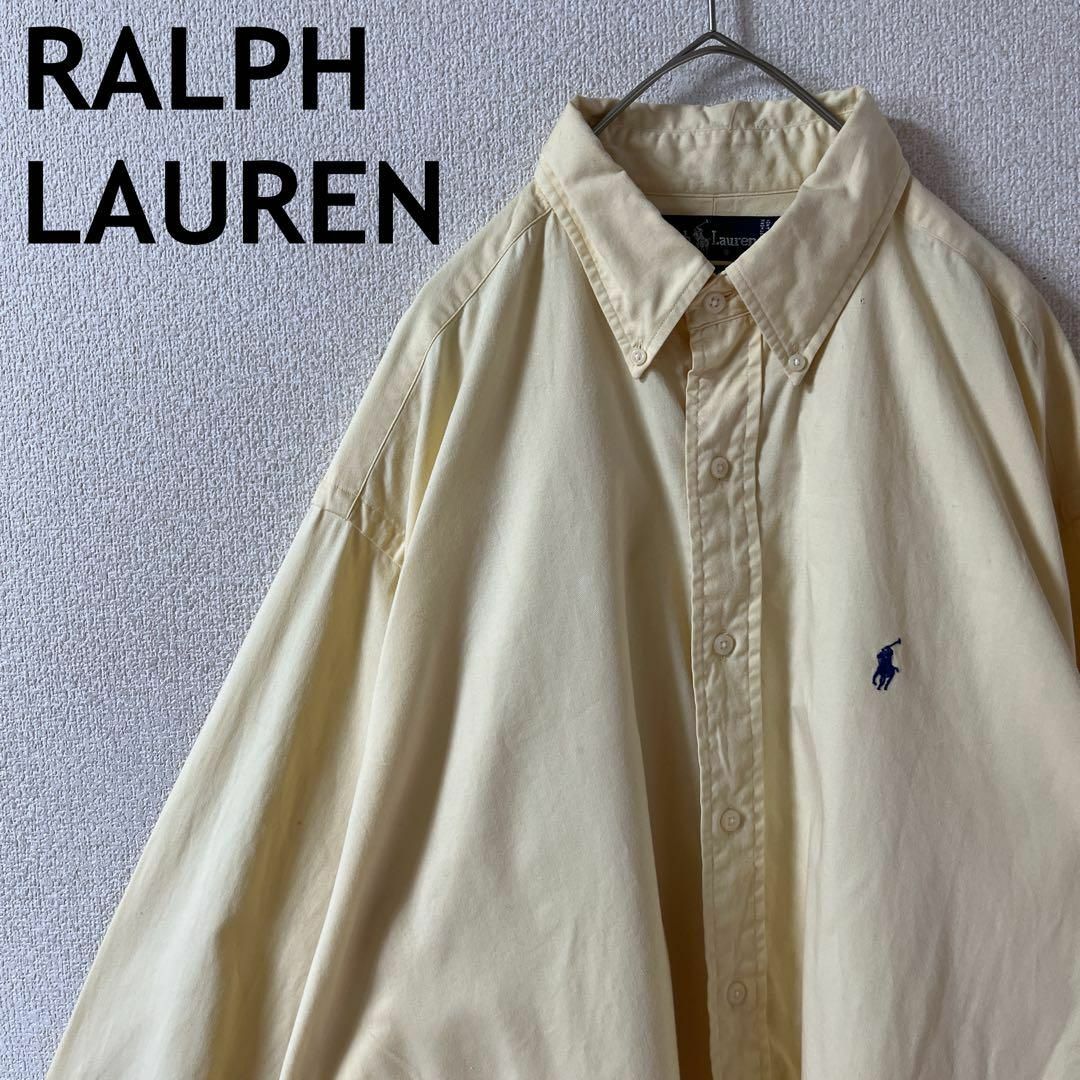 Ralph Lauren(ラルフローレン)のW1 ラルフローレン　オックスフォードシャツ　長袖　北マリアナ製　Ｌメンズ大きめ メンズのトップス(Tシャツ/カットソー(七分/長袖))の商品写真