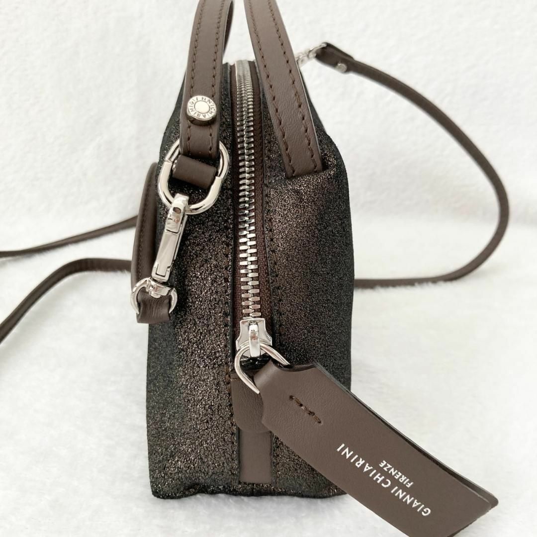GIANNI CHIARINI(ジャンニキャリーニ)の美品✨ジャンニキャリーニ アリファS ショルダー ハンドバッグ ダークブラウン レディースのバッグ(ショルダーバッグ)の商品写真