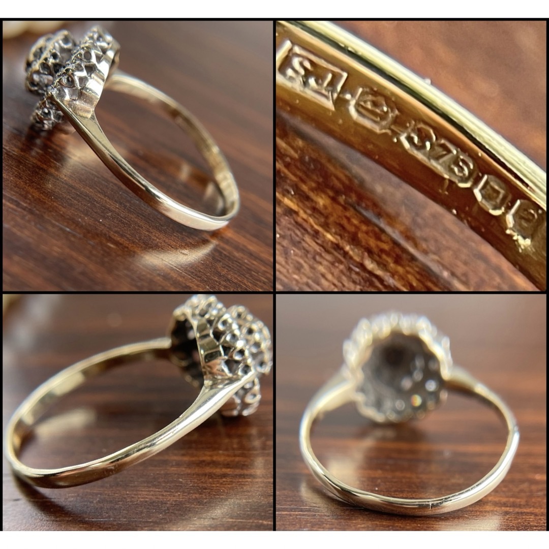 ★【英国アンティーク】K9 375 ダイヤ 指輪 13.5号 ゴールド レディースのアクセサリー(リング(指輪))の商品写真