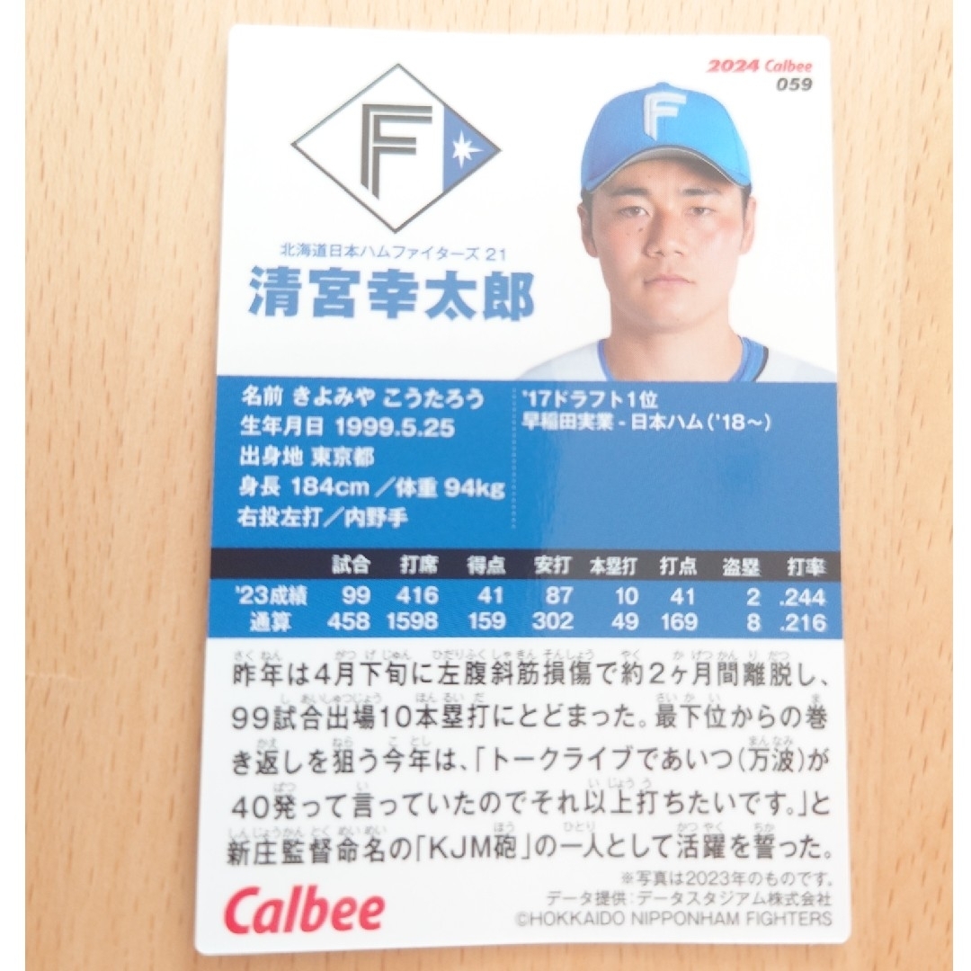 カルビー(カルビー)の【日本ハム／清宮幸太郎】2024 プロ野球チップスカード エンタメ/ホビーのタレントグッズ(スポーツ選手)の商品写真