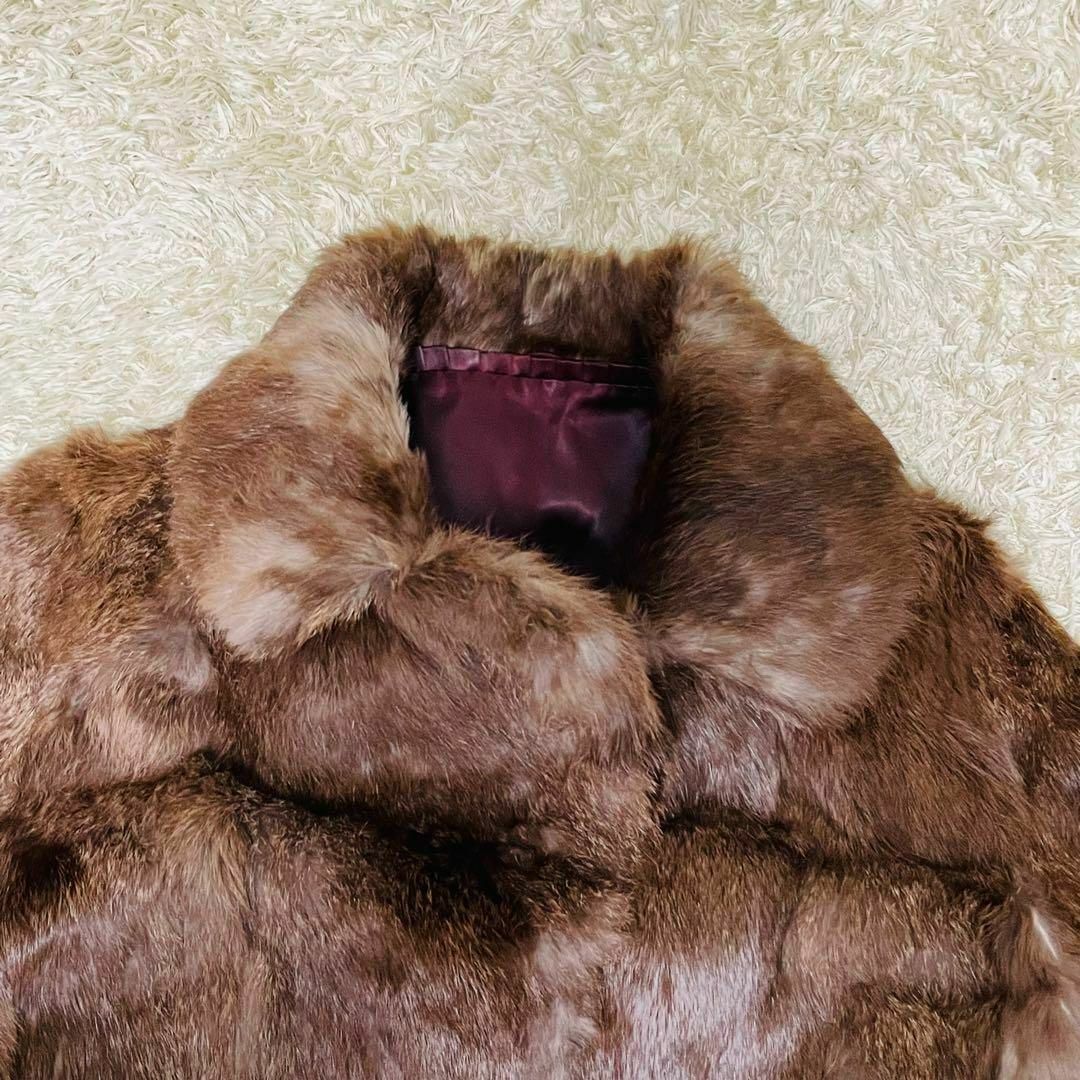 リアルファーコート 毛皮コート 38 長袖 ブラウン系 茶色 レディースのジャケット/アウター(毛皮/ファーコート)の商品写真