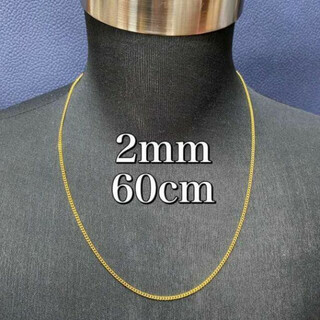 60cm ステンレス加工 ゴールド チェーンネックレス 2mm メンズ(ネックレス)