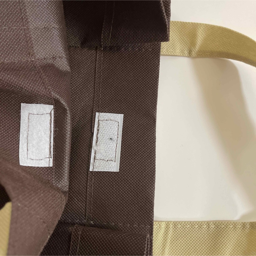 不織布　収納バック　エコバッグ　レジカゴバック　手提げ袋　茶色 レディースのバッグ(エコバッグ)の商品写真