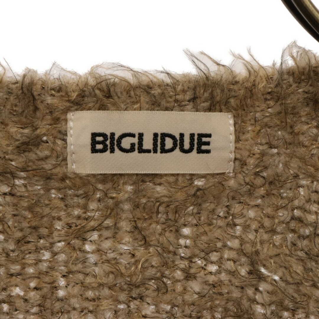 BIGLIDUE(ビリドゥーエ)のBIGLIDUE ビリドゥーエ ライカ期 ウールクルーネック シャギーニットセーター ベージュ メンズのトップス(ニット/セーター)の商品写真