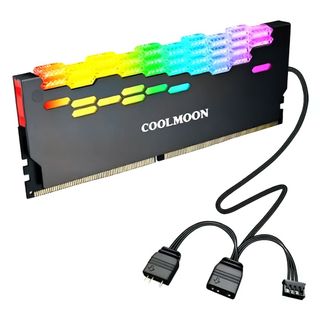 COOLMOON メモリヒートシンク LED 2個セット ブラック 黒(PCパーツ)