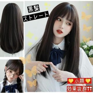 ウィッグ　黒　ロング　ネット付　かつら　医療　イメチェン(ロングストレート)