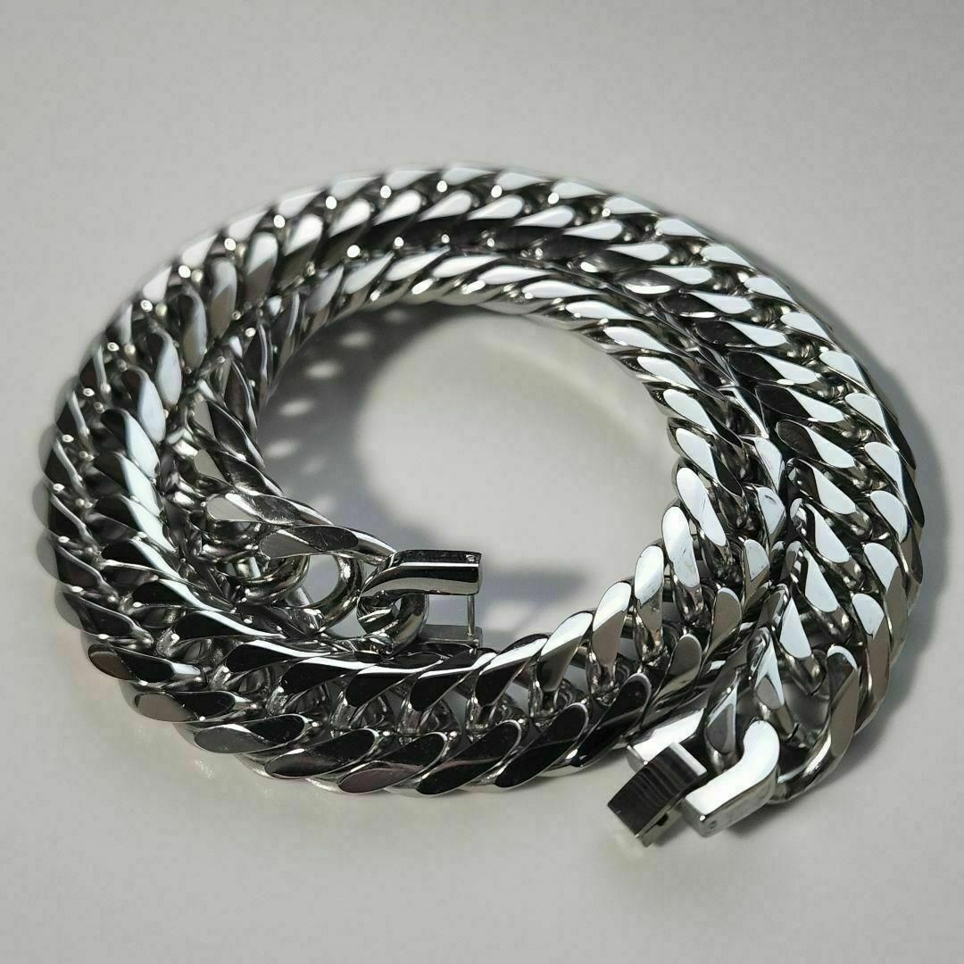 極太　６面ダブル　喜平チェーンネックレス　15ｍｍ60ｃｍ　鏡面　シルバー メンズのアクセサリー(ネックレス)の商品写真