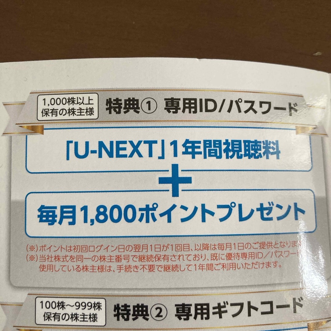 USEN-NEXT 株主優待 1年間  チケットのチケット その他(その他)の商品写真