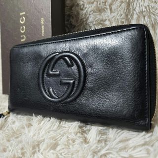 グッチ(Gucci)のGUCCI ソーホー インターロッキング 長財布 ラウンドファスナー ブラック(財布)