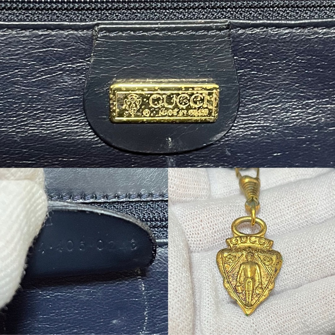 Gucci(グッチ)のGUCCI グッチ　ショルダー　バッグ　カバン　大容量　GG 金具　ネイビー　紺 レディースのバッグ(ショルダーバッグ)の商品写真