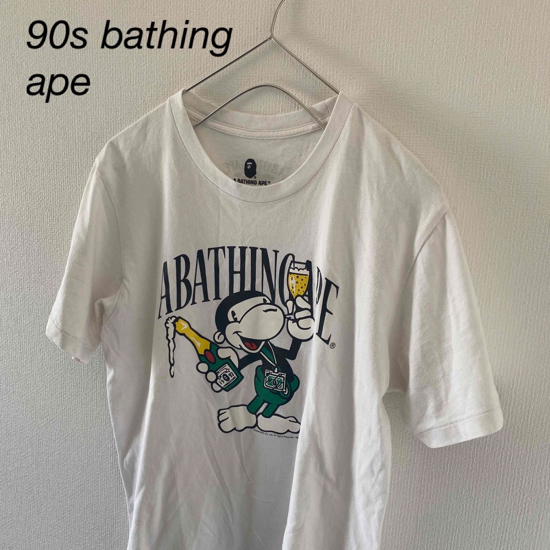 A BATHING APE(アベイシングエイプ)の90sBathingApeベイシングエイプtシャツ半袖ホワイトmシングルステッチ メンズのトップス(Tシャツ/カットソー(半袖/袖なし))の商品写真