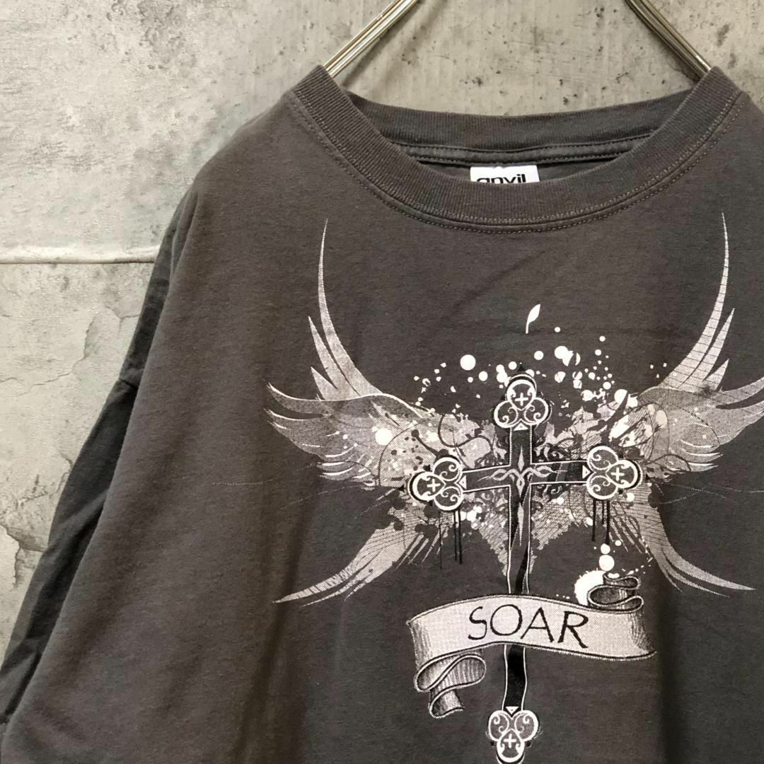 Anvil(アンビル)のSOAR 翼 十字架 アメリカ輸入 オーバーサイズ Tシャツ メンズのトップス(Tシャツ/カットソー(半袖/袖なし))の商品写真