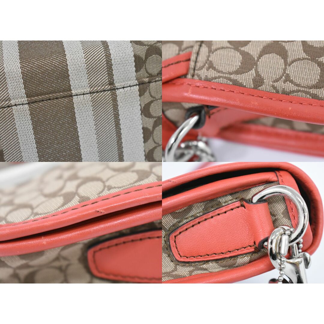 COACH(コーチ)の本物 コーチ COACH シグネーチャー ショルダーバッグ ポシェット キャンバス ベージュ オレンジ 19919 Signature バッグ 中古 レディースのバッグ(ショルダーバッグ)の商品写真