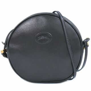 ロンシャン(LONGCHAMP)の本物 ロンシャン LONGCHAMP レザー ショルダーバッグ ポシェット ブラック バッグ 中古(ショルダーバッグ)