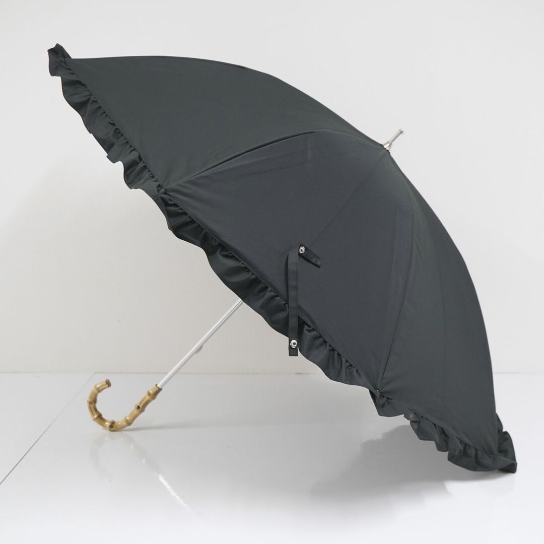 日傘 AUROLA オーロラ USED美品 晴雨兼用 ブラック フリル 遮光 UV 紫外線対策 55cm A0700 レディースのファッション小物(傘)の商品写真