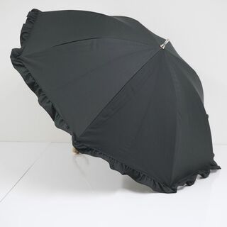 日傘 AUROLA オーロラ USED美品 晴雨兼用 ブラック フリル 遮光 UV 紫外線対策 55cm A0700(傘)