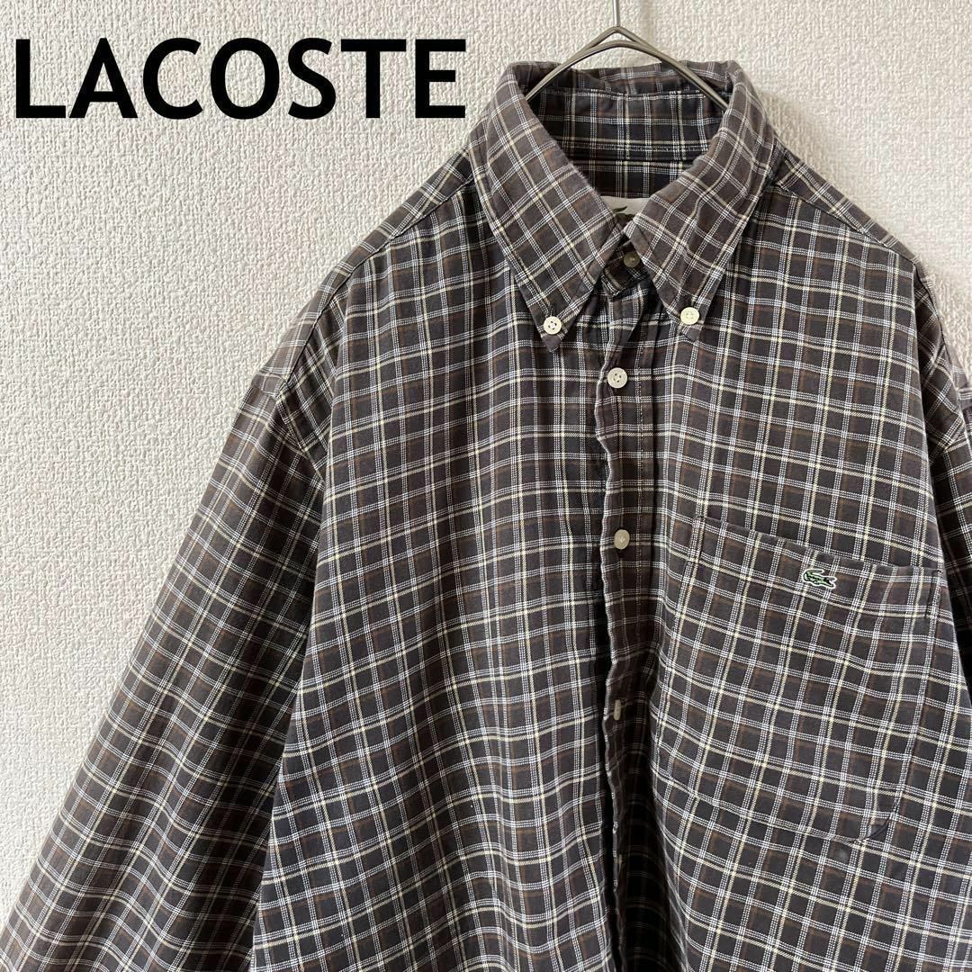 LACOSTE(ラコステ)のG2 ラコステ　チェック柄シャツ　長袖　サイズ2 S〜Mメンズ程度 メンズのトップス(Tシャツ/カットソー(七分/長袖))の商品写真