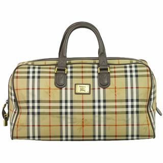 バーバリー(BURBERRY)の本物 バーバリー Burberrys チェック ボストンバッグ ハンドバッグ トラベルバッグ ナイロン ベージュ バッグ 中古(ボストンバッグ)