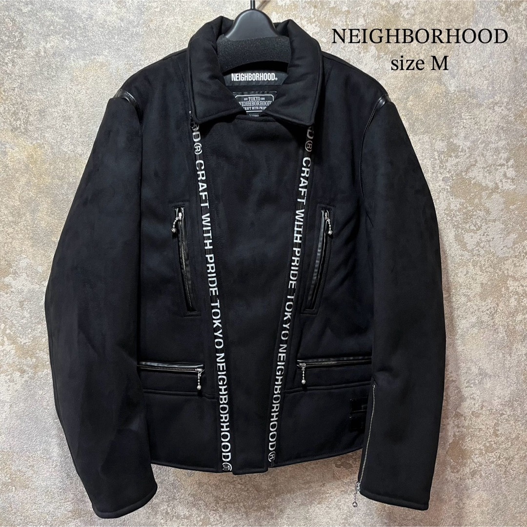 NEIGHBORHOOD(ネイバーフッド)のタグあり未使用 NEIGHBORHOOD フェイクムートン ライダースジャケット メンズのジャケット/アウター(ライダースジャケット)の商品写真