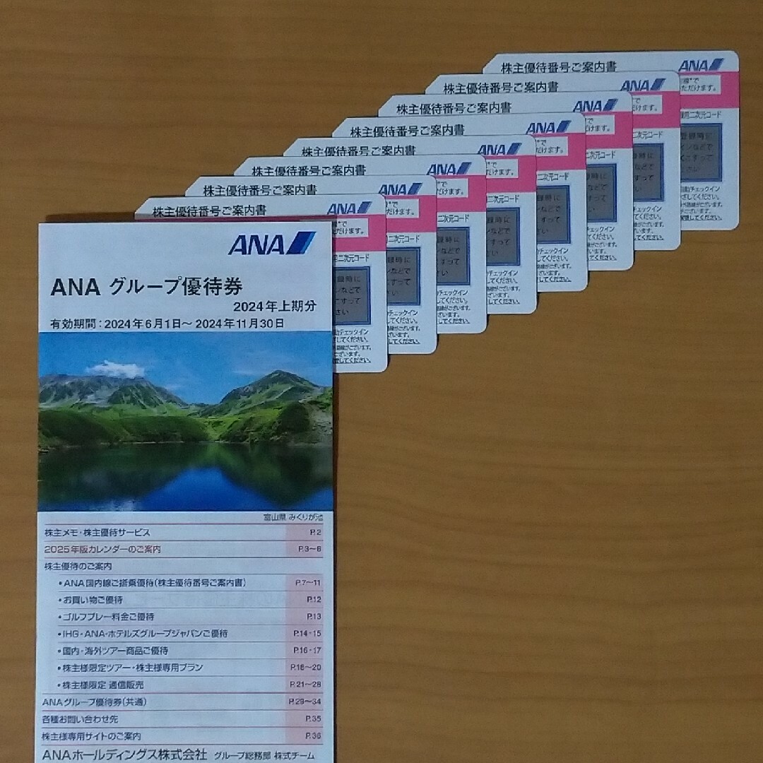 ANA(全日本空輸)(エーエヌエー(ゼンニッポンクウユ))のANA 株主優待券 8枚　有効期限25年5月31日 チケットの乗車券/交通券(航空券)の商品写真