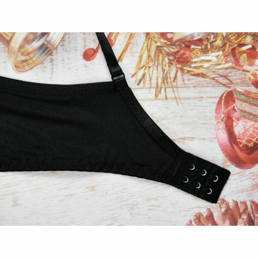 c330 B80/L 脇高ブラ＆ショーツセット 下着 黒系 ローズ線刺繍 レディースの下着/アンダーウェア(ブラ&ショーツセット)の商品写真