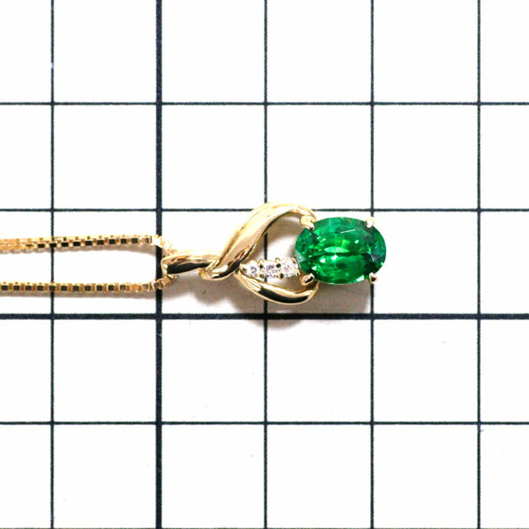 K18YG グリーンガーネット ダイヤモンド ペンダントネックレス 1.62ct レディースのアクセサリー(ネックレス)の商品写真