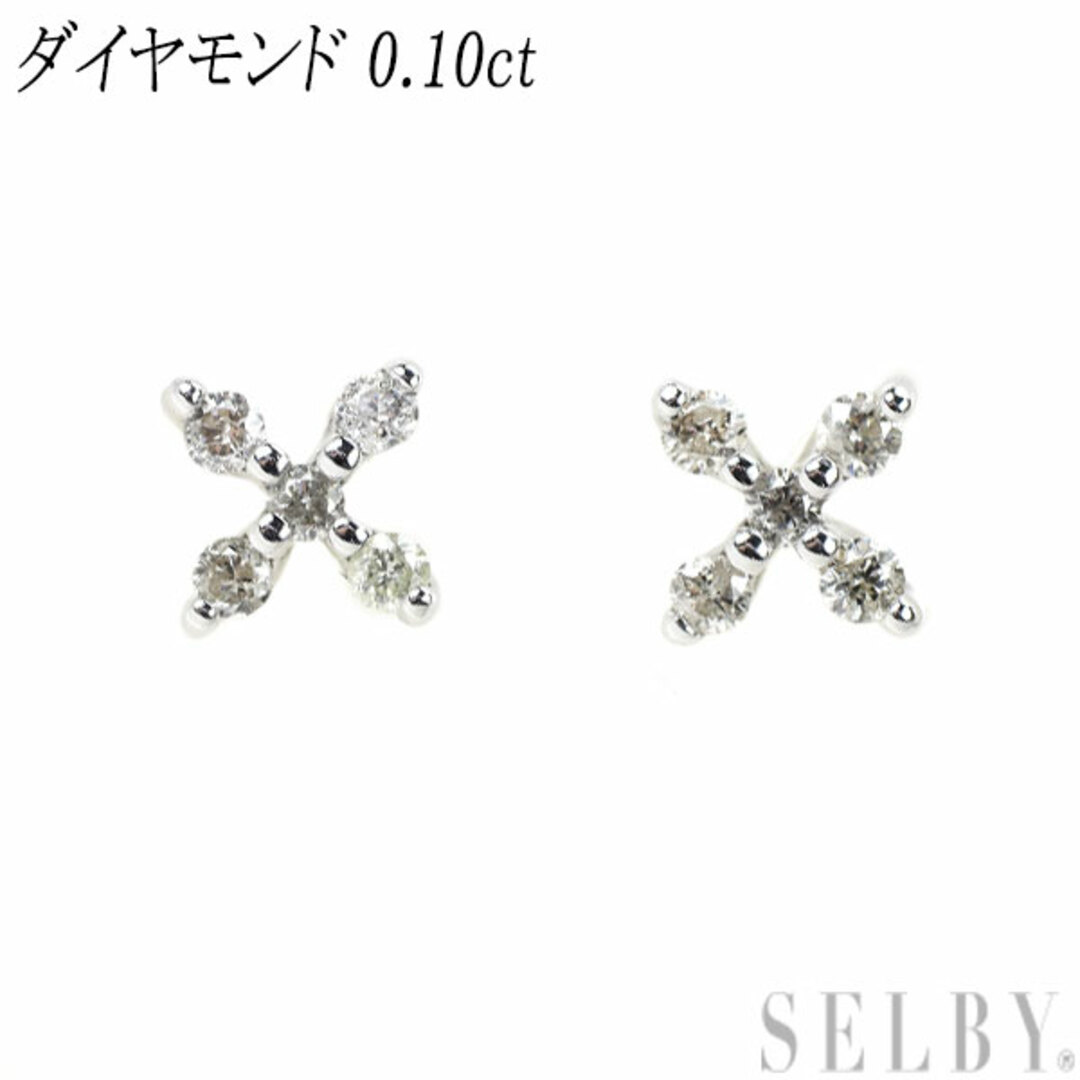  K18WG ダイヤモンド ピアス 0.10ct フラワー レディースのアクセサリー(ピアス)の商品写真