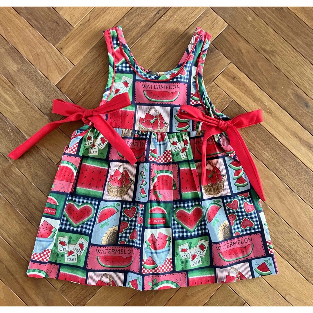 vintage スイカプリントワンピース　2T キッズ/ベビー/マタニティのキッズ服女の子用(90cm~)(ワンピース)の商品写真