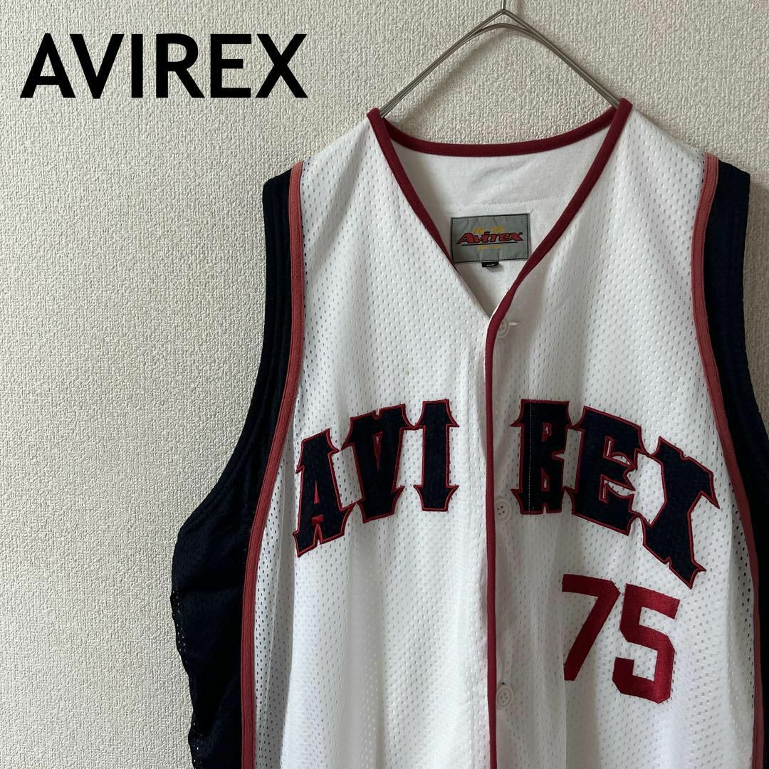 AVIREX(アヴィレックス)のL2 AVIREX ゲームシャツ　刺繍ロゴ　メッシュ　ノースリーブ　2XLメンズ メンズのトップス(タンクトップ)の商品写真