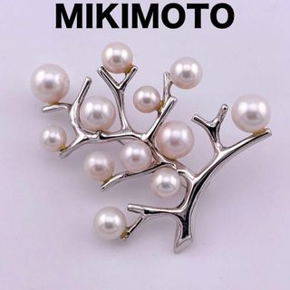 ミキモト(MIKIMOTO)の【極美品】MIKIMOTO ミキモト ブローチ 幸福の木 パール シルバー(ブローチ/コサージュ)