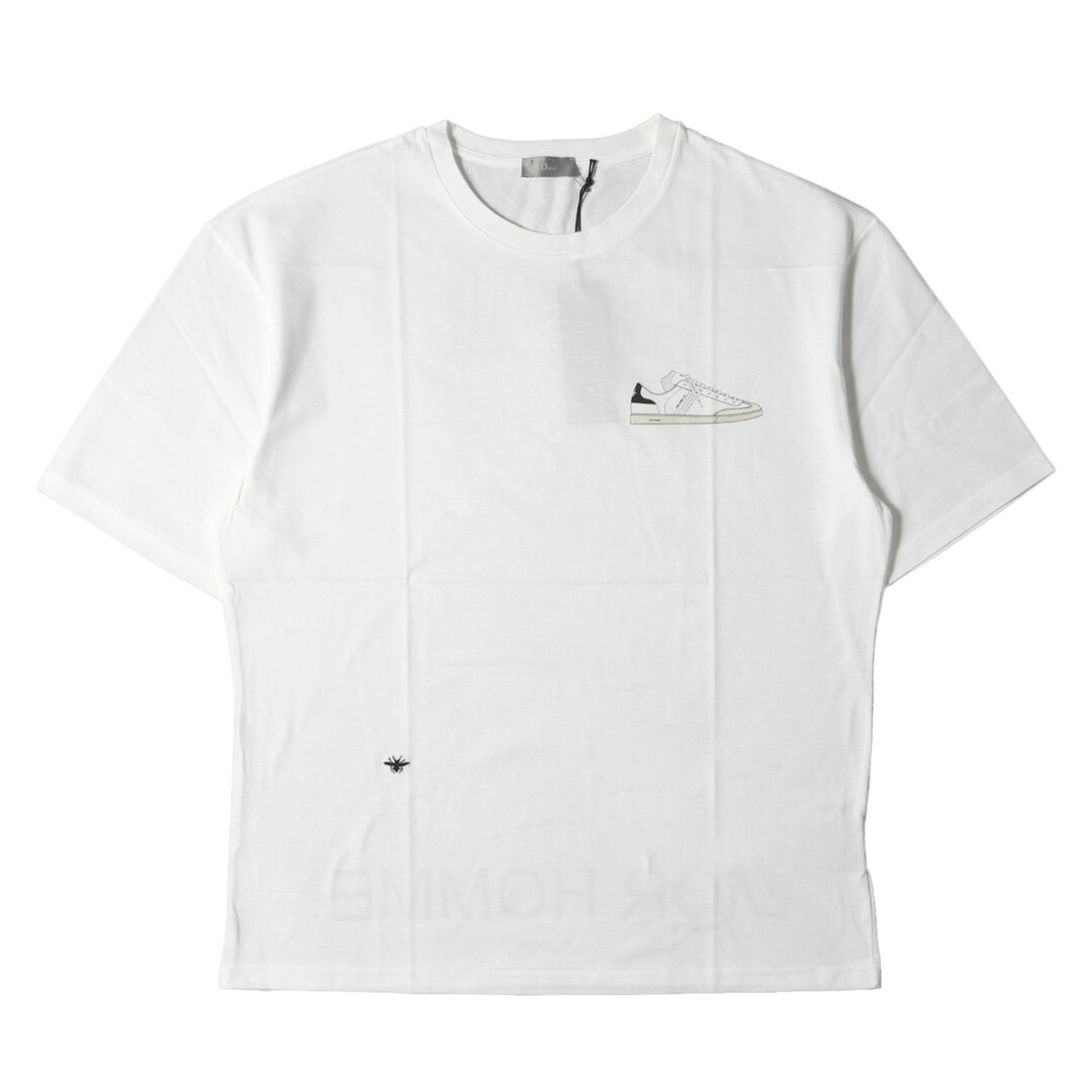 DIOR HOMME(ディオールオム)の新品 Dior HOMME ディオールオム Tシャツ サイズ:L B01 スニーカー プリント BEE 刺繍 バックヘム ロゴ クルーネック 半袖Tシャツ ホワイト 白 イタリア製 トップス カットソー【メンズ】 メンズのトップス(Tシャツ/カットソー(半袖/袖なし))の商品写真