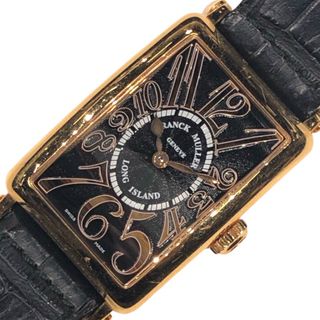 フランクミュラー(FRANCK MULLER)の　フランク・ミュラー FRANCK MULLER ロングアイランドレリーフ ブラック 902QZ K18PG/革ベルト レディース 腕時計(腕時計)