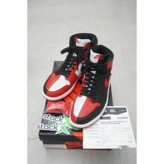 ナイキ(NIKE)の美品 NIKE AIR JORDAN 1 AJ1 スニーカー 赤黒502O▲(スニーカー)