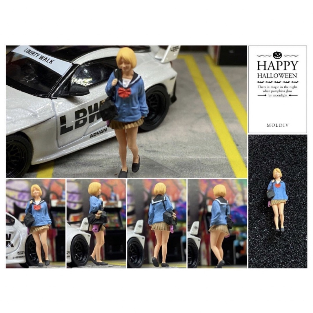 1/64 田舎　女子高生　フィギュア　グラビア　トミカサイズ　ジオラマ日本未発売 ハンドメイドのおもちゃ(フィギュア)の商品写真